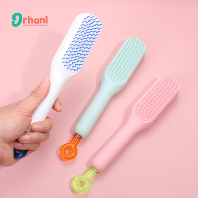 Self Cleaning Anti Static Massage Comb Retractable Cleaning Hair Comb Massage Hairbrush for Women Cleaning Hair Brush for Effortless Hair Removal and Cleaning