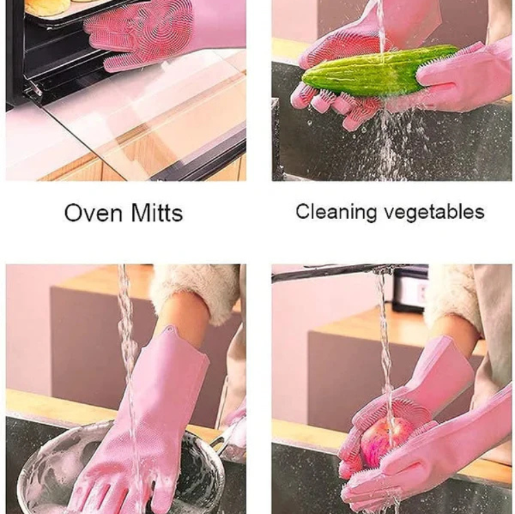 Washing Gloves Silicone Waterproof Insulated Gloves Bathroom Kitchen and Bathroom Cleaning Car Wash Multi-purpose Gloves