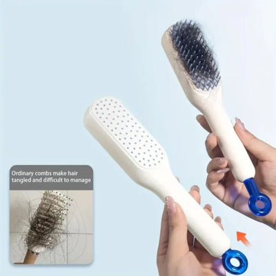 Self Cleaning Anti Static Massage Comb Retractable Cleaning Hair Comb Massage Hairbrush for Women Cleaning Hair Brush for Effortless Hair Removal and Cleaning