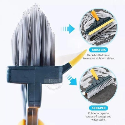 2 In 1 Floor Scrub Brush Wiper Rotating With Long Handle