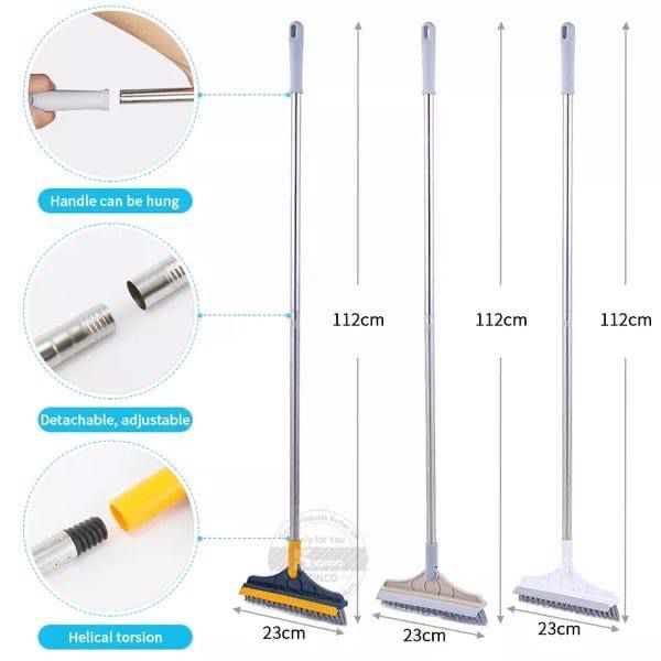 2 In 1 Floor Scrub Brush Wiper Rotating With Long Handle