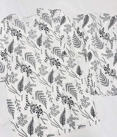 2 Pcs Women's Stitched leaf Printed Suit